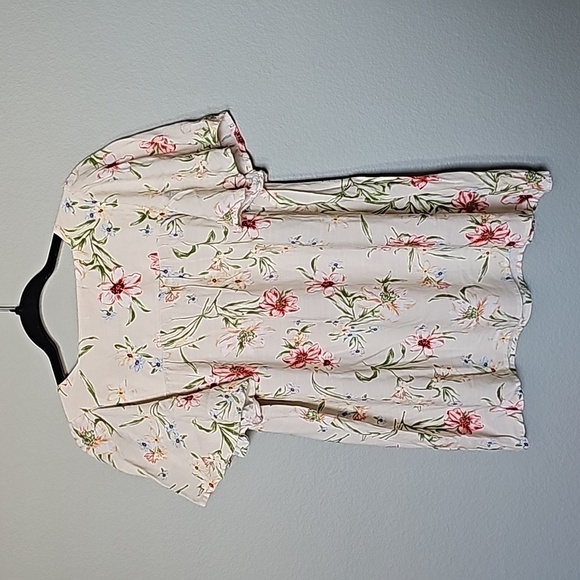 Les Amis Romantic Beachy Spring Summer Retro medium floral square neck blouse - Picture 7 of 7